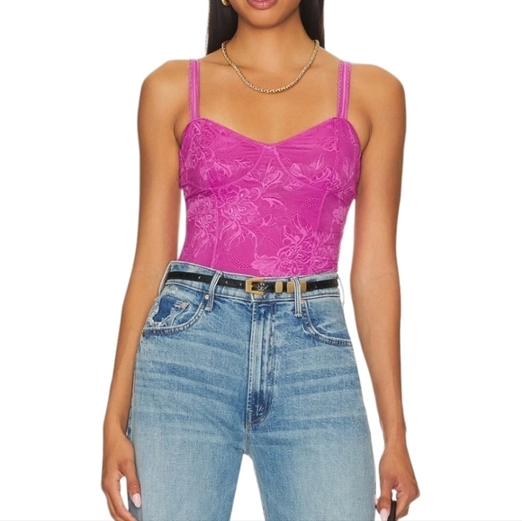Free People Tops - Free People Lace Fuchsia Pink Top XS